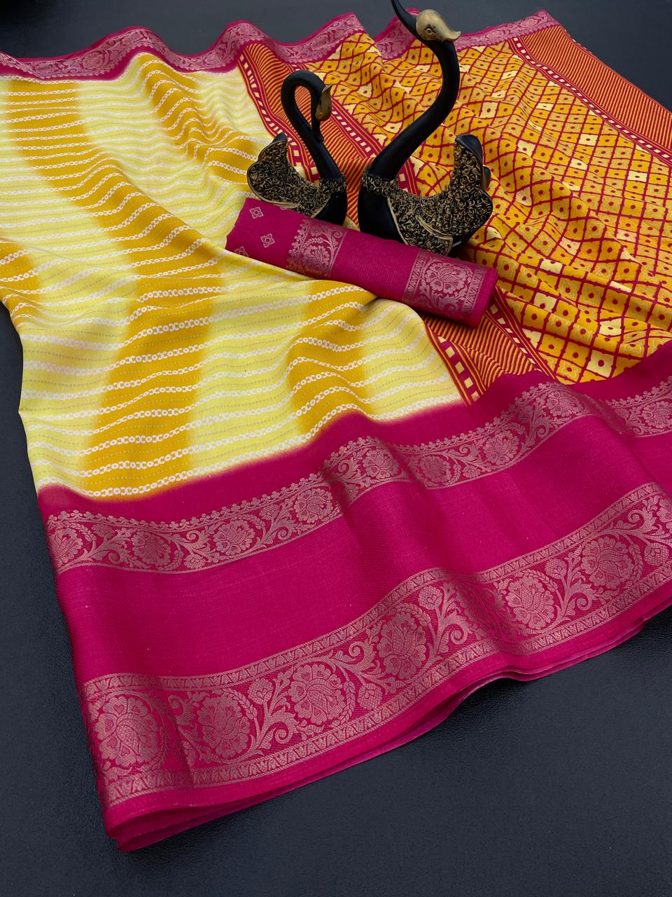 LC 111 Pure Dola Silk Jacquard Border Designer Saree Exporters In India
